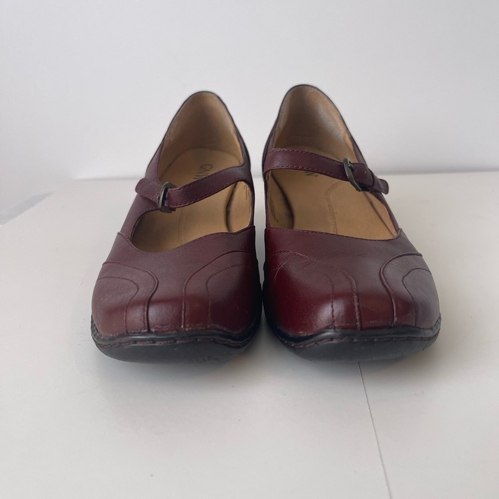 GNW Mary Jane Wedge Heels Burgundy 8M - Picture 5 of 13